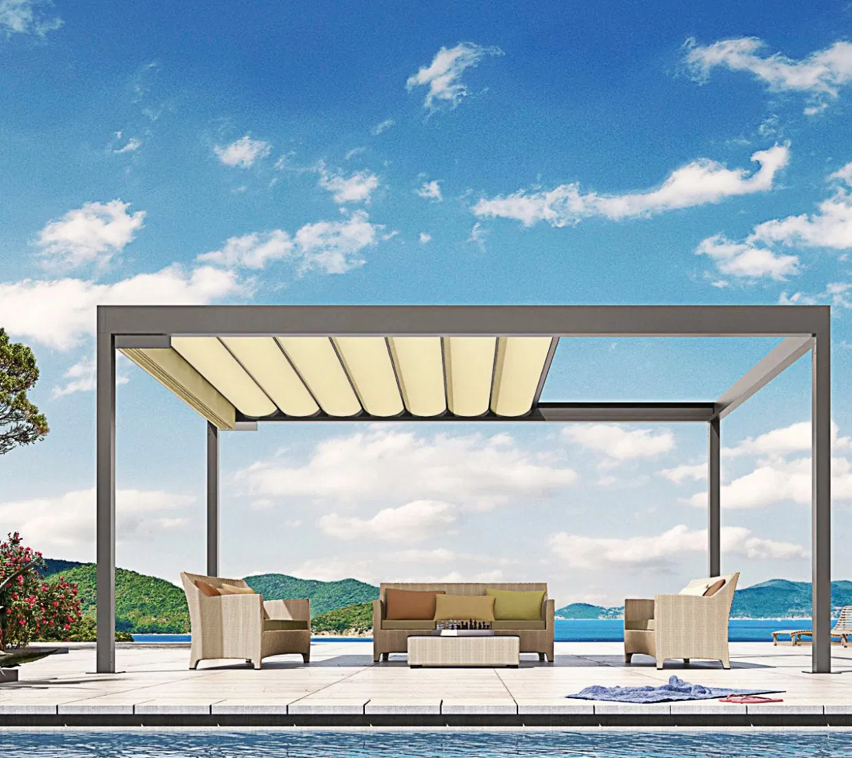 Outdoor Sun Shade Retractable Roof Awning Rainproof