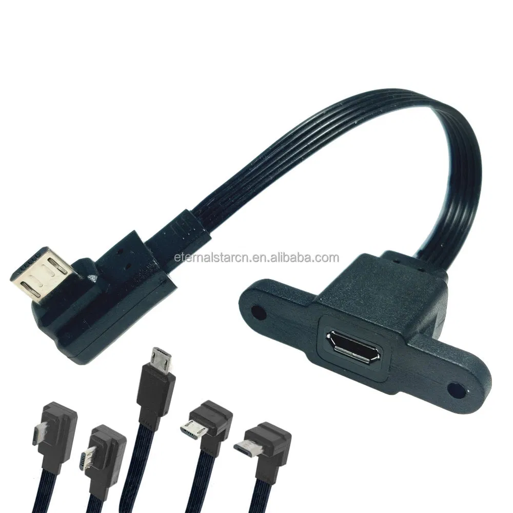 USB Extension Cable with Screw Panel Mount 25cm USB 2.0 Af Panel Mount to USB Am Down Angle Plug Extension Cable