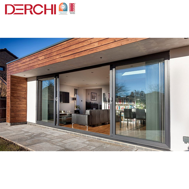 Double Tempered Glass Exterior Aluminum Sliding Doors Hurricane-Proof Exterior Balcony Side Patio Door