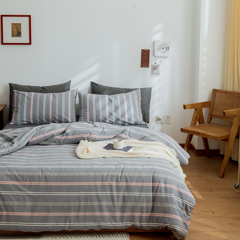 Striped Washed Cotton Bedding Set