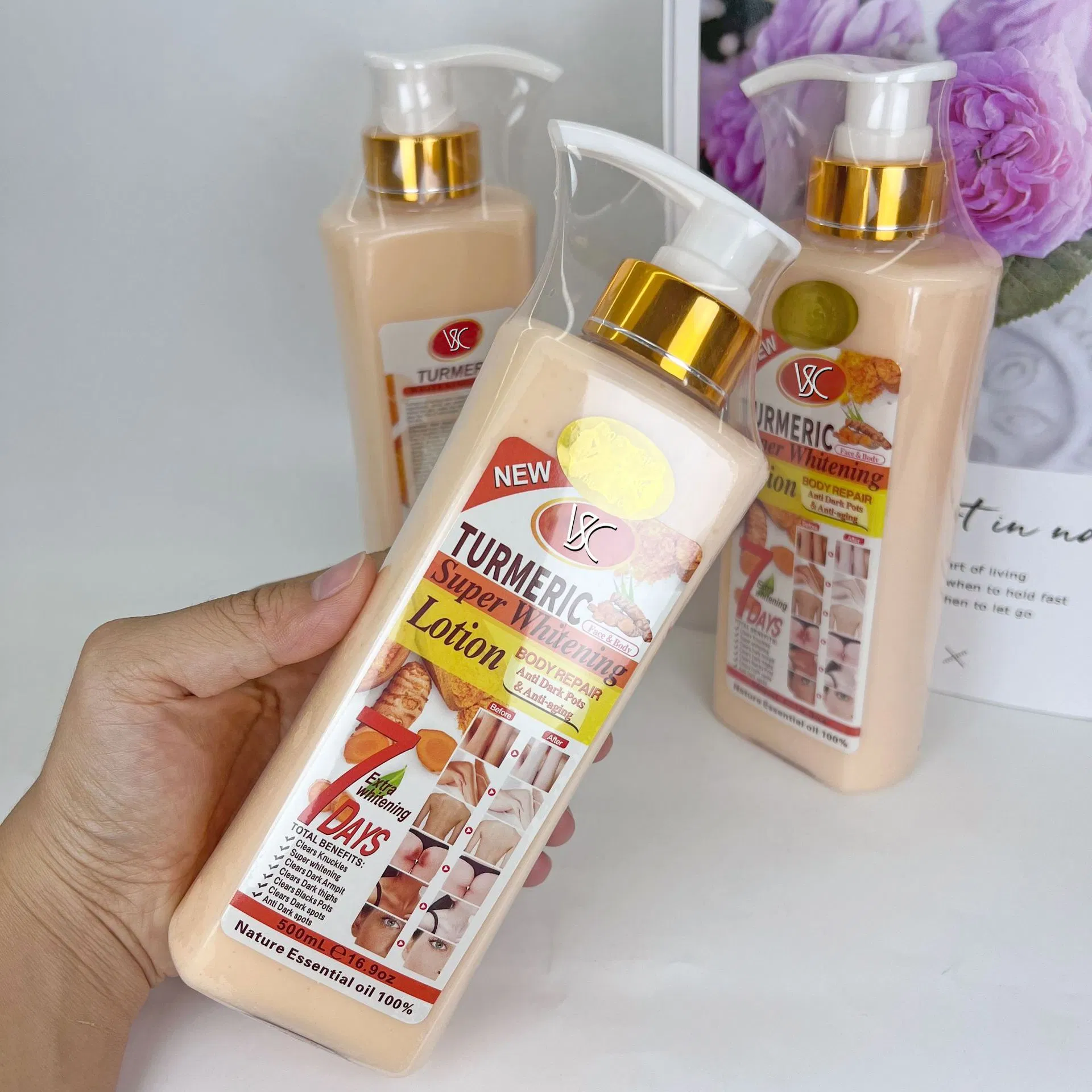 Repairing Soothing Drying Whitening Fragrance Turmeric Rose Body Lotion