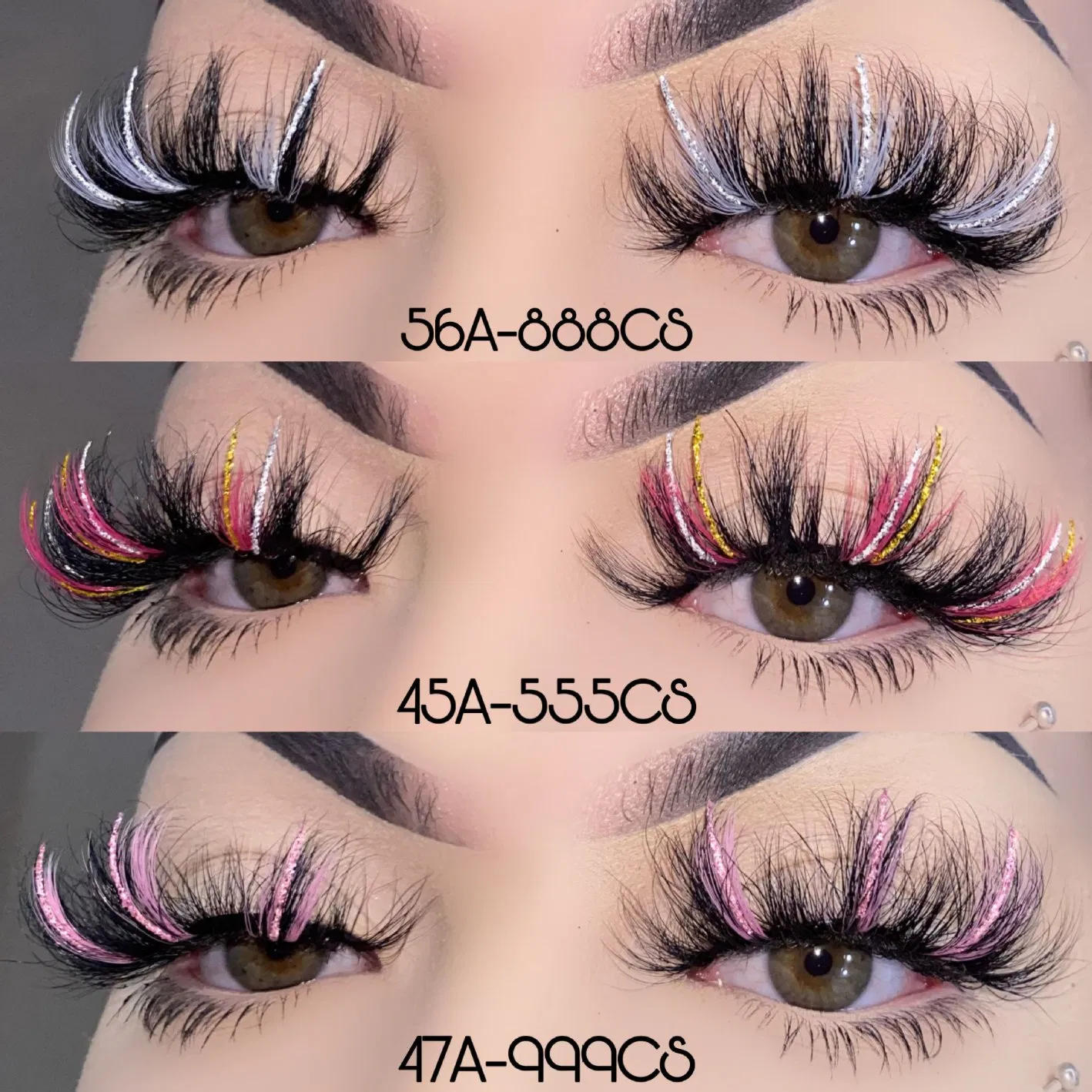 Best Selling Strips Pink Yellow Blue 3D Mink Colorful Eyelashes