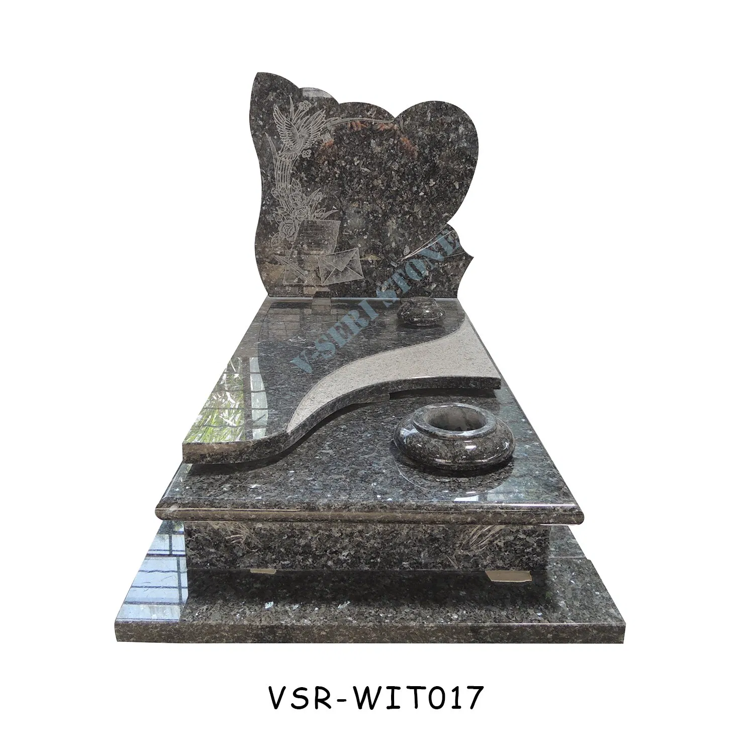 G623 Grey Granite Cemetery Head Stones Marble Cemetery Headstones with Pillar