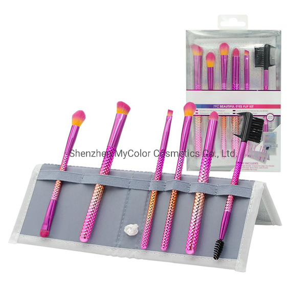 OEM Portable 6PCS Colorful Travel Eye Brushes Set Double Ended Eye Brushes