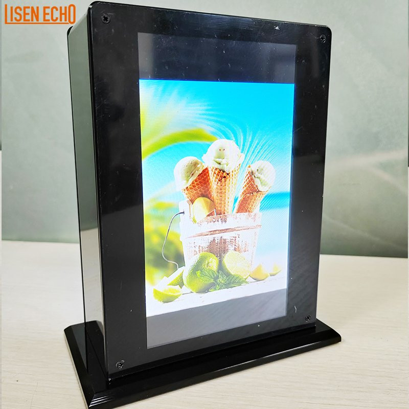 Restaurant Bar Hotel Table Top Desktop Advertising Menu Phone Charger Holder Display with Calling System