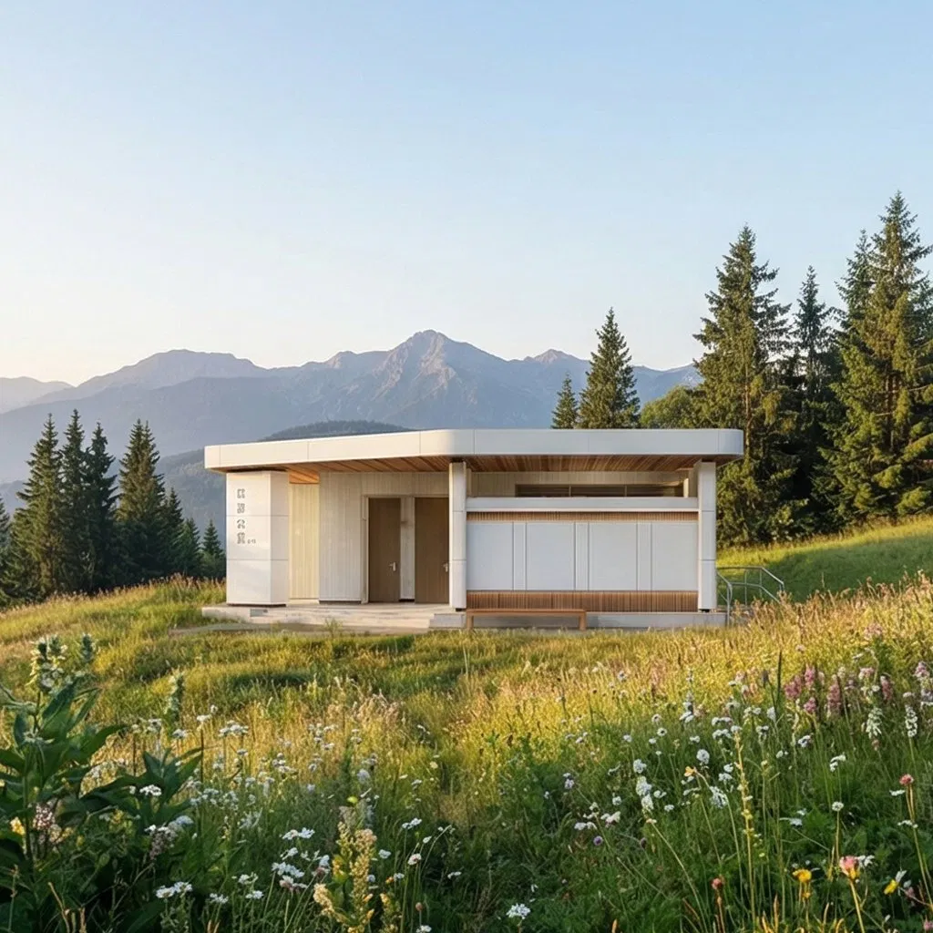 Green Modular Small House Using Mobile Steel Structure Container Technology, Foldable and Prefabricated, Designed for Efficient Public Toilet Use.