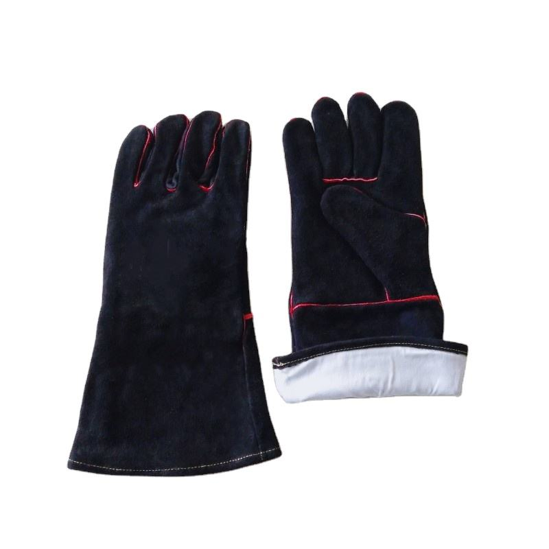 Premium Heat Resistant Cowhide Leather Gloves - 16 Inch Insulated Design