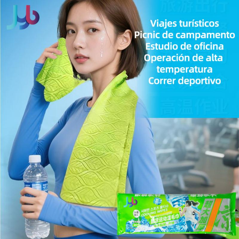 Ice - Feeling Cooling Wipes. The Cold - Feeling Technology Instantly Refreshes and Removes Sweat. It's Mint - Scented - Free. Cool Wet Towel