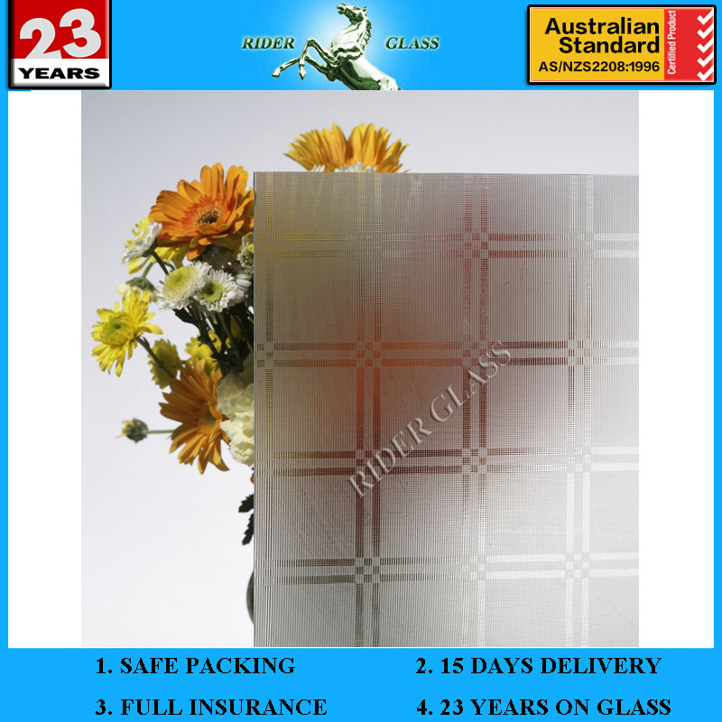 3-5mm Acid Etched Pattern Glass for Bathroom Partition