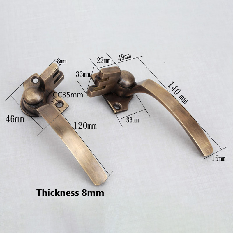 European Solid Brass Casement Fastener Window Hardware Ironmongery Handle Antique Bronze Old Barn Door Window Handle