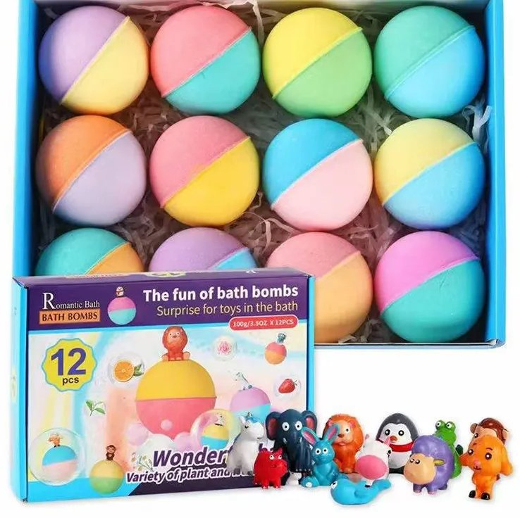 Online Wholesale and Retail 12PCS Kids Organic Small Surprise Bubble Bath Toy Love Bath Bomb