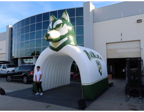2023 New Custom Inflatable Mascot Tiger Head Run Through Tunnel
