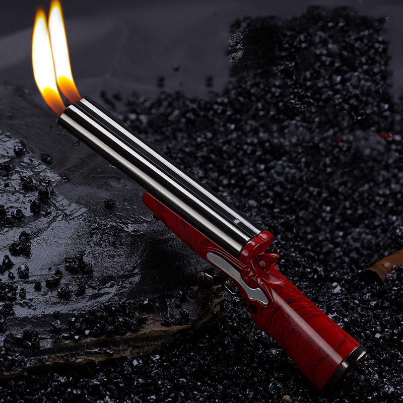 Gun Shaped Dual Flame Lighter Rechargeable
