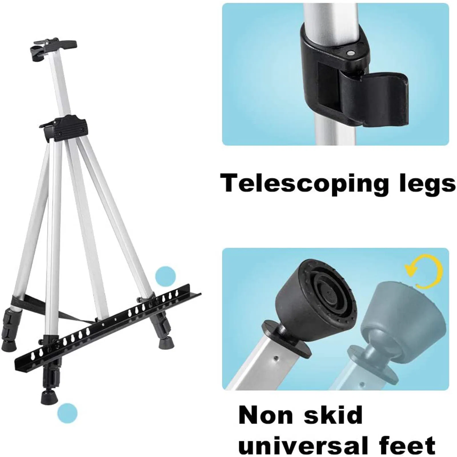 Display Rack 4 Section Aluminum Alloy Pop Stand Portable Telescopic Tripod Advertising