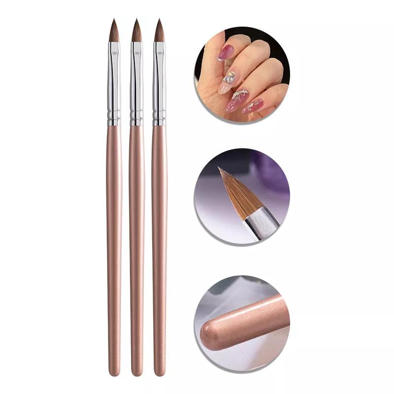 3D Gold Crimped Pure Kolinsky Acrylic Nail Brush