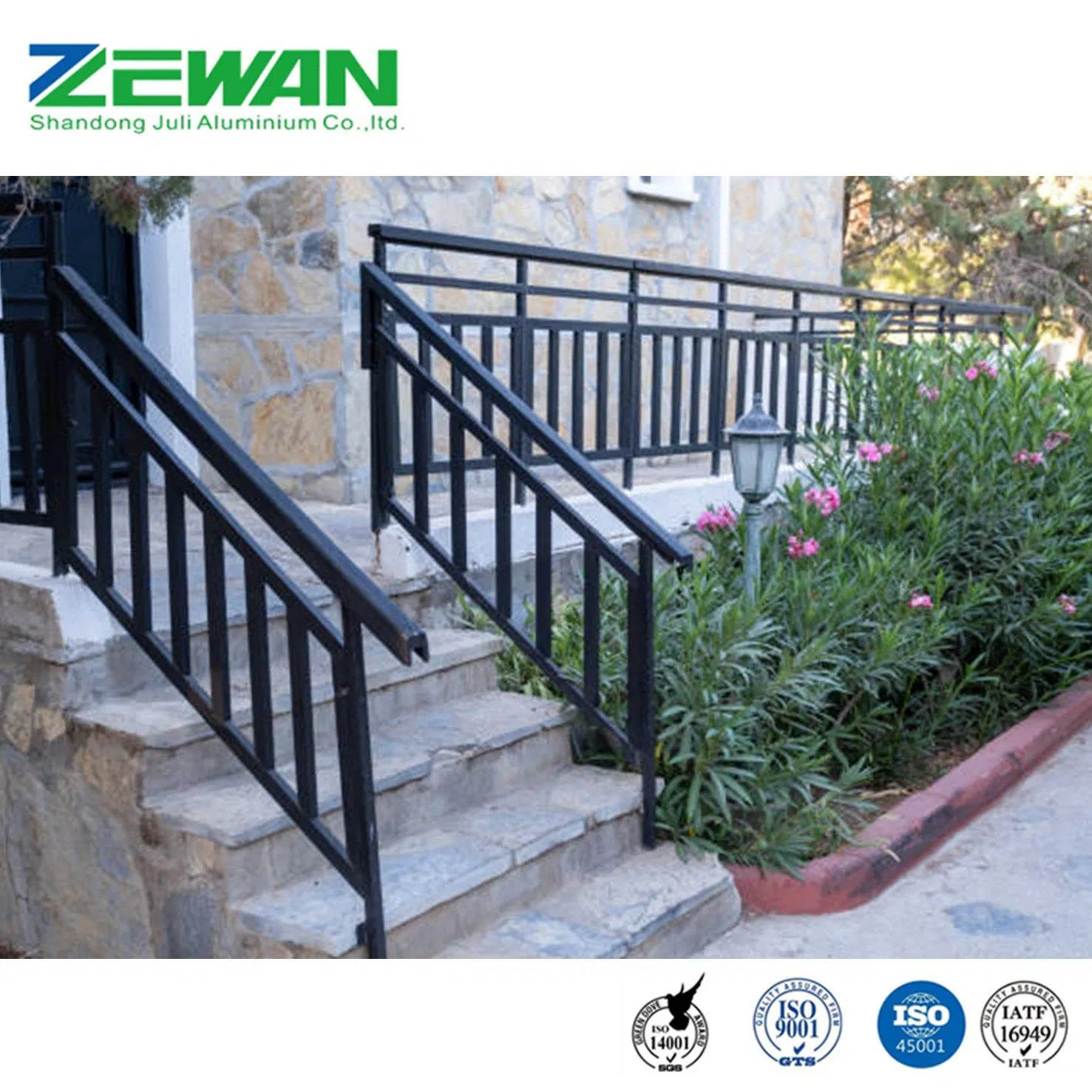 Aluminum Balcony Balustrade Staircase Handrail Floor Railing for Garden Swimming Pool