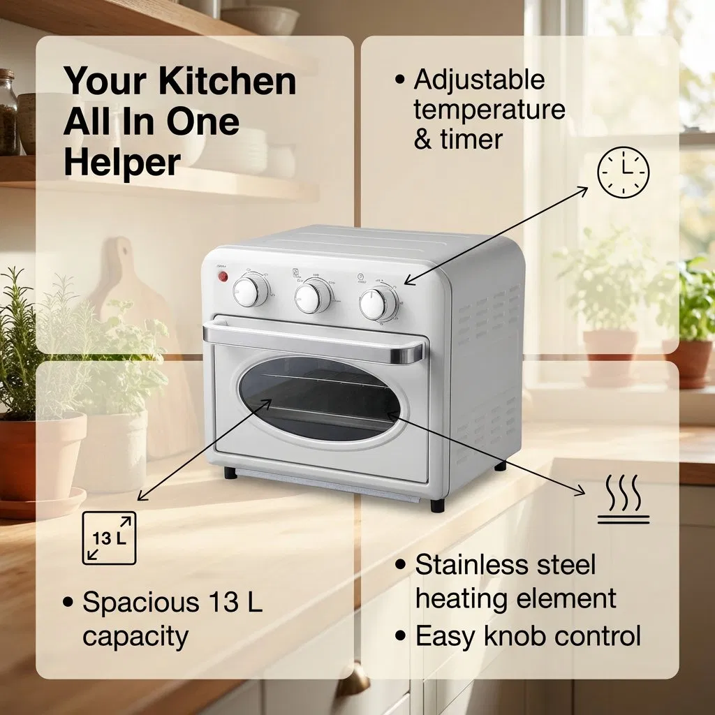 13L Multi-Function Small Air Fryer Oven with Knobs for Baking Grilling Toasting