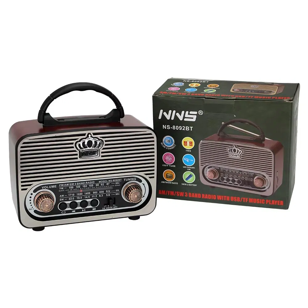 Ретро радио NS-8092BT с Bluetooth, деревянный корпус
