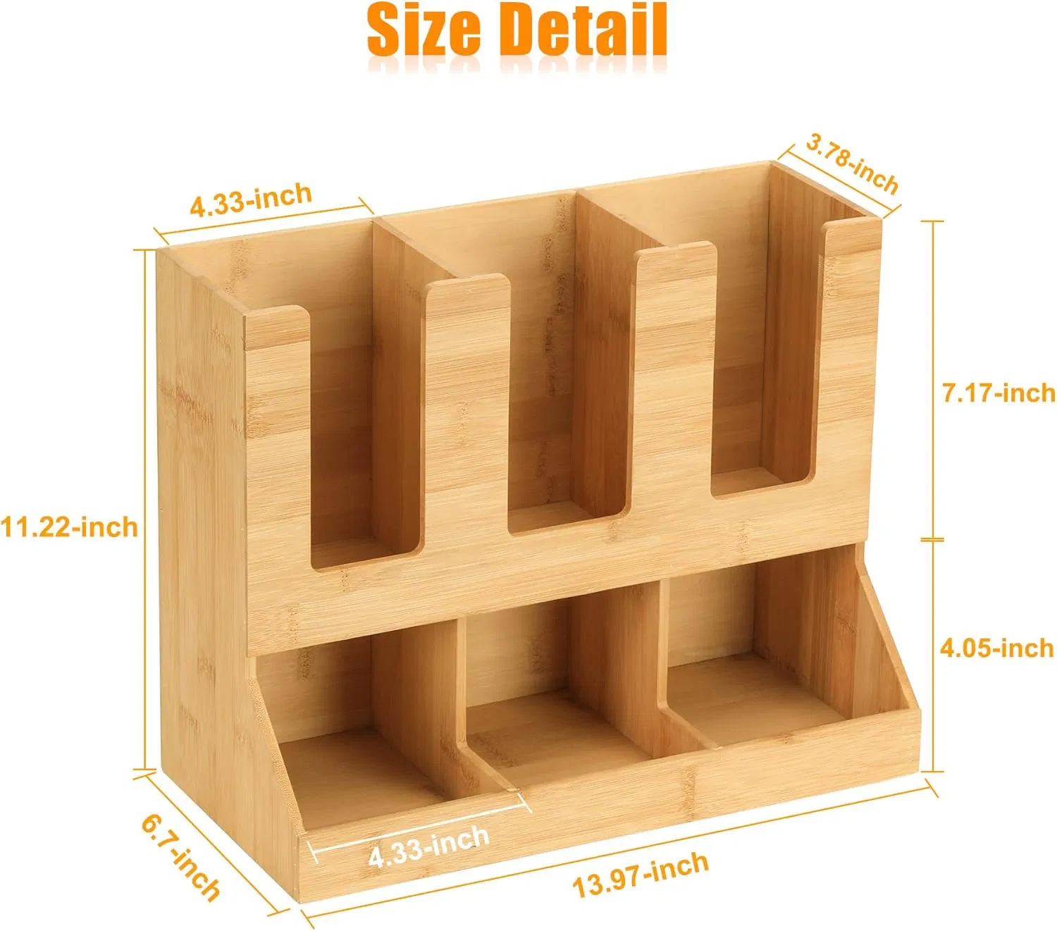 Bamboo Household Office Tea Bag, Coffee Bag, Water Cup Storage Rack