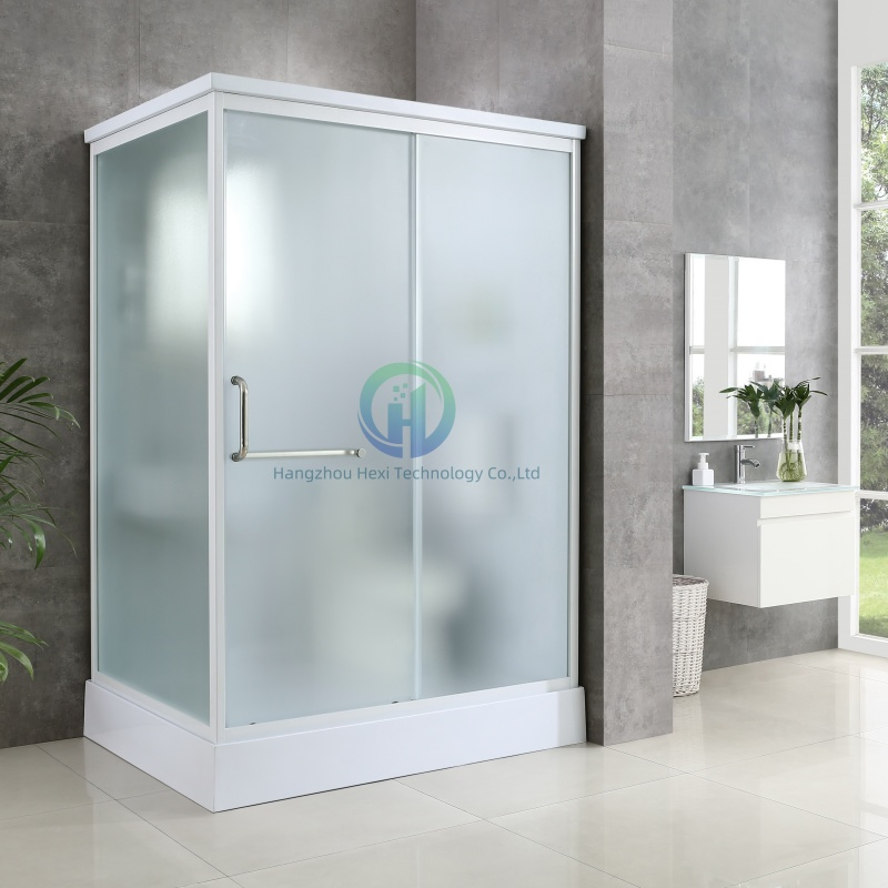 Low MOQ Customized White Frame Frosted Glass All in One Bathroom
