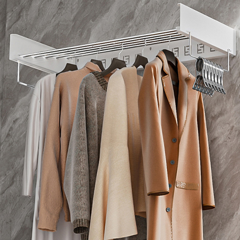 Hot Sell Bathroom Cabinet Wall Mounted Metal Wire 5 Rods Invisible Laundry Collapsible Folding Drying Clothes Rack