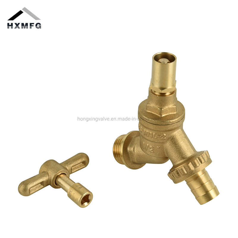 Brass Male Thread Connect Hose Union Lockshield Handle Bib Tap with Key