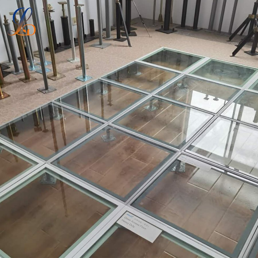 Durable Industrial Glass Floor Panels with Stainless Steel Edging