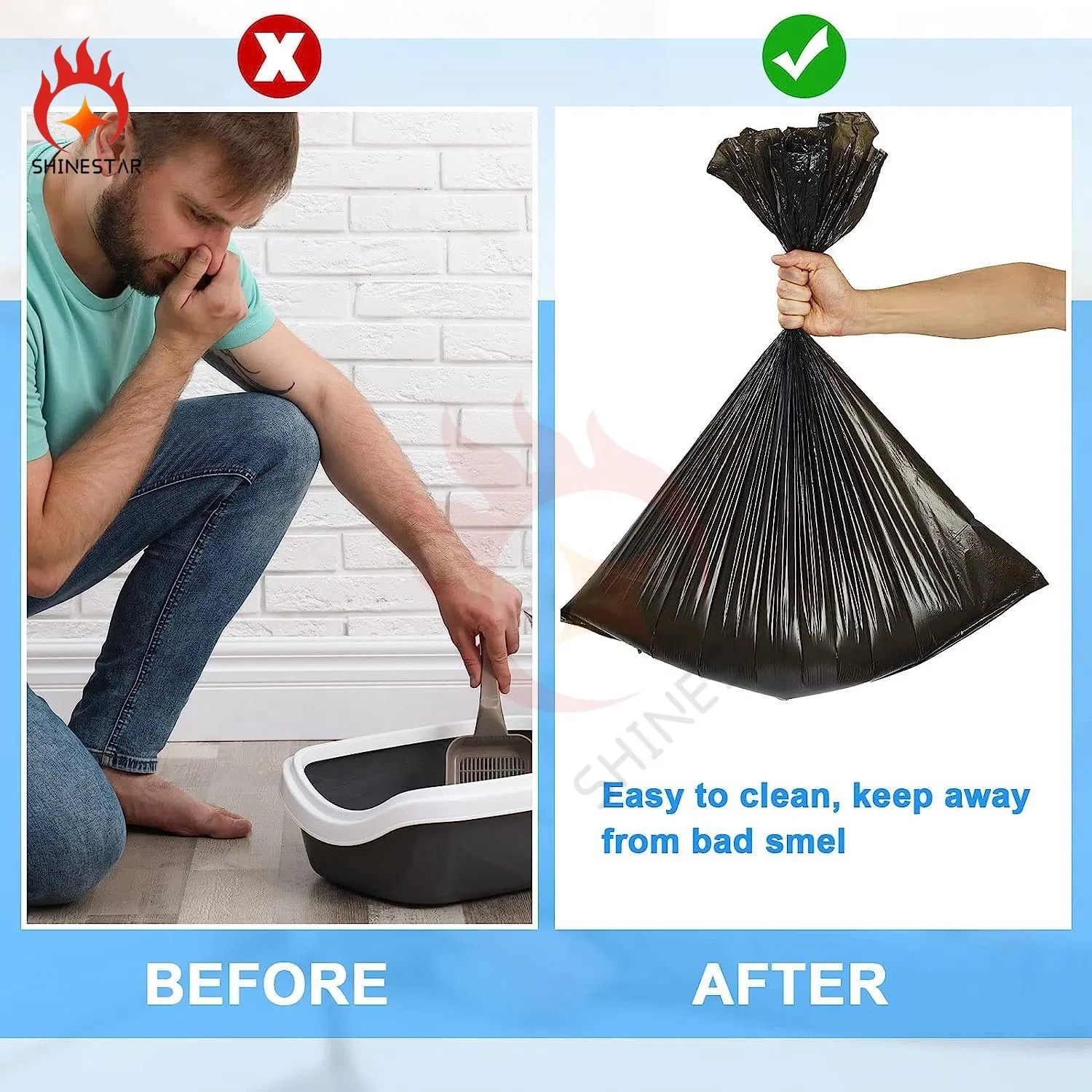 Black Opaque Plastic Cat Litter Trash Reinforcement Material Bag