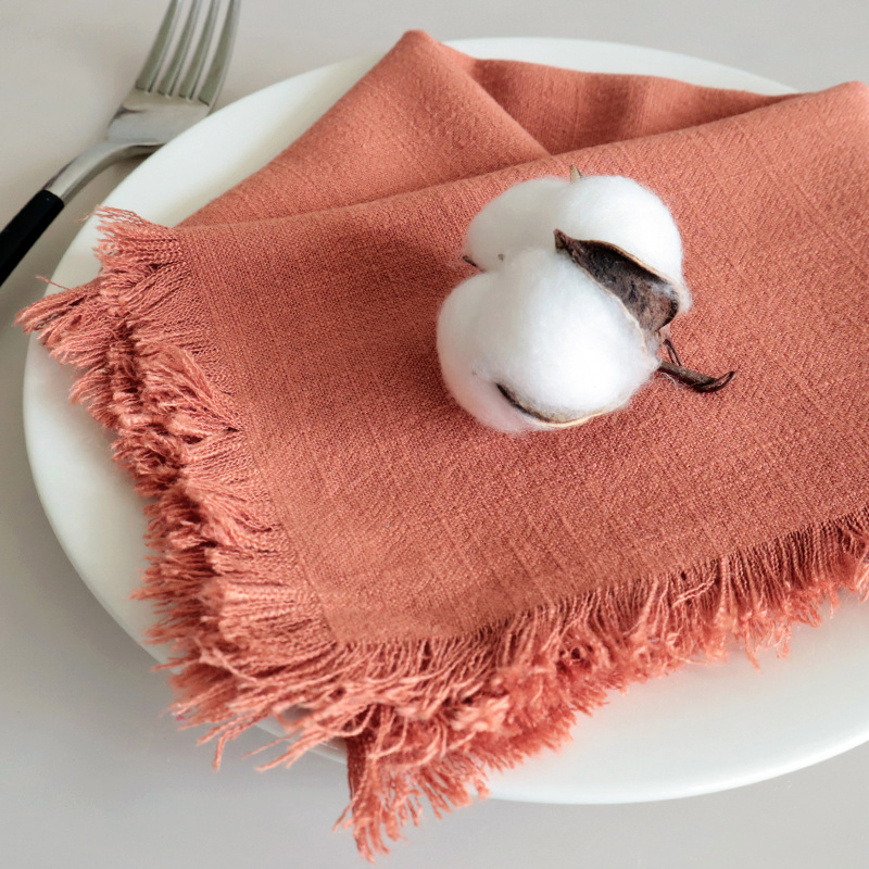 Wholesale Tea Towels with Tassels Household Soft Cotton Linen Kitchen Napkins