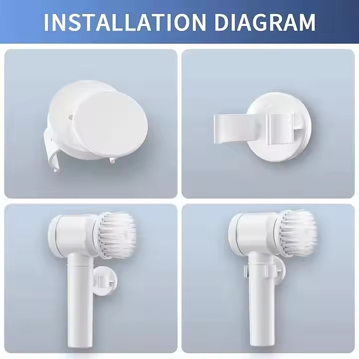 Rechargeable 5 In1 Magic Brush Electric Cleaning Brush Electric Spin Scrubber with 3 Brush Heads for Kitchen, Bathroom,