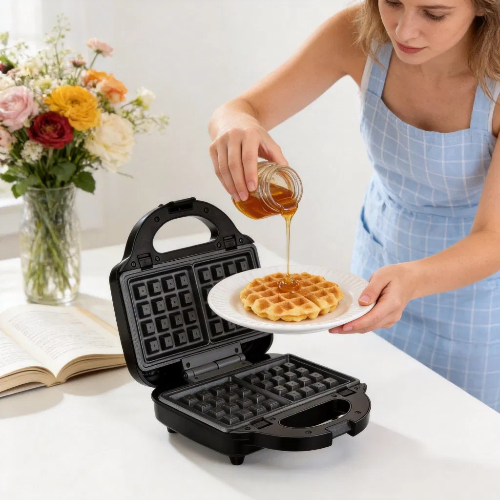 750W Multi-Functional Sandwich Maker with Waffle and Grill Plates Ub-826b