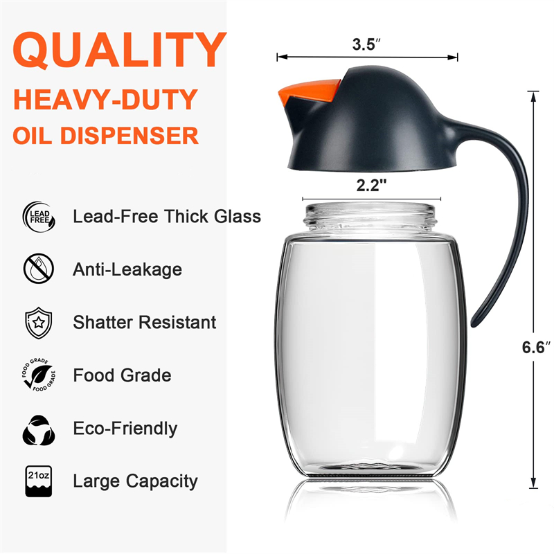 Penguin Leakproof Olive Oil Dispenser Bottle Auto Flip Cap Cooking Oil Dispenser with Non-Slip Handle