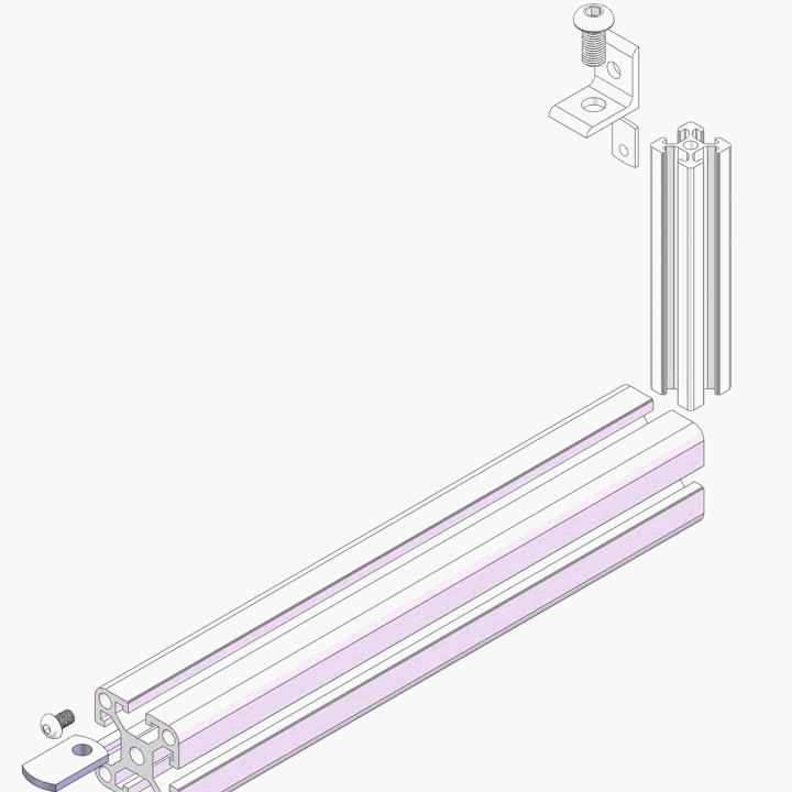China Manufacturer 6006 Wholesale High Precision 2 Hole L Shape Bracket for V Slot Aluminum Profiles Connecting (20 to 40)