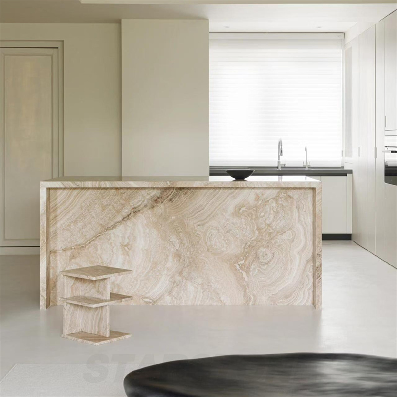 Starstone Artistic Design Cream Color Recetption Desk Honed Surface Kitchen Countertop