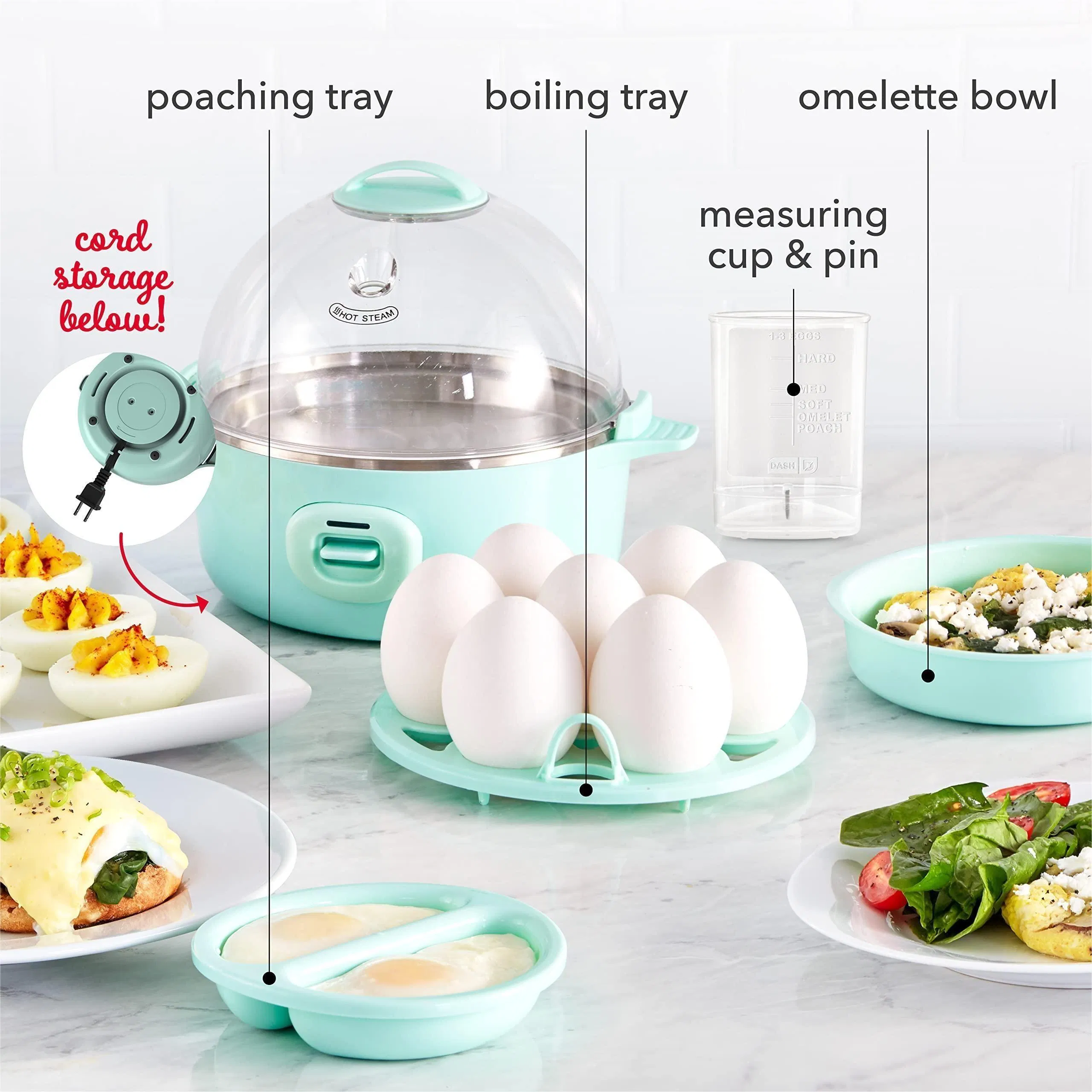 Hard Boiled Poached 7 Egg Capacity Express Electric Egg Cooker Boiler