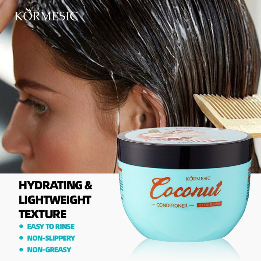 Online Wholesale and Retail 500ml Organic Herbal Hair Conditioner Nourishing Repair Smoothing Natural Coconut Gel/Oil Moisturizing for Curly Hair Hair Mask