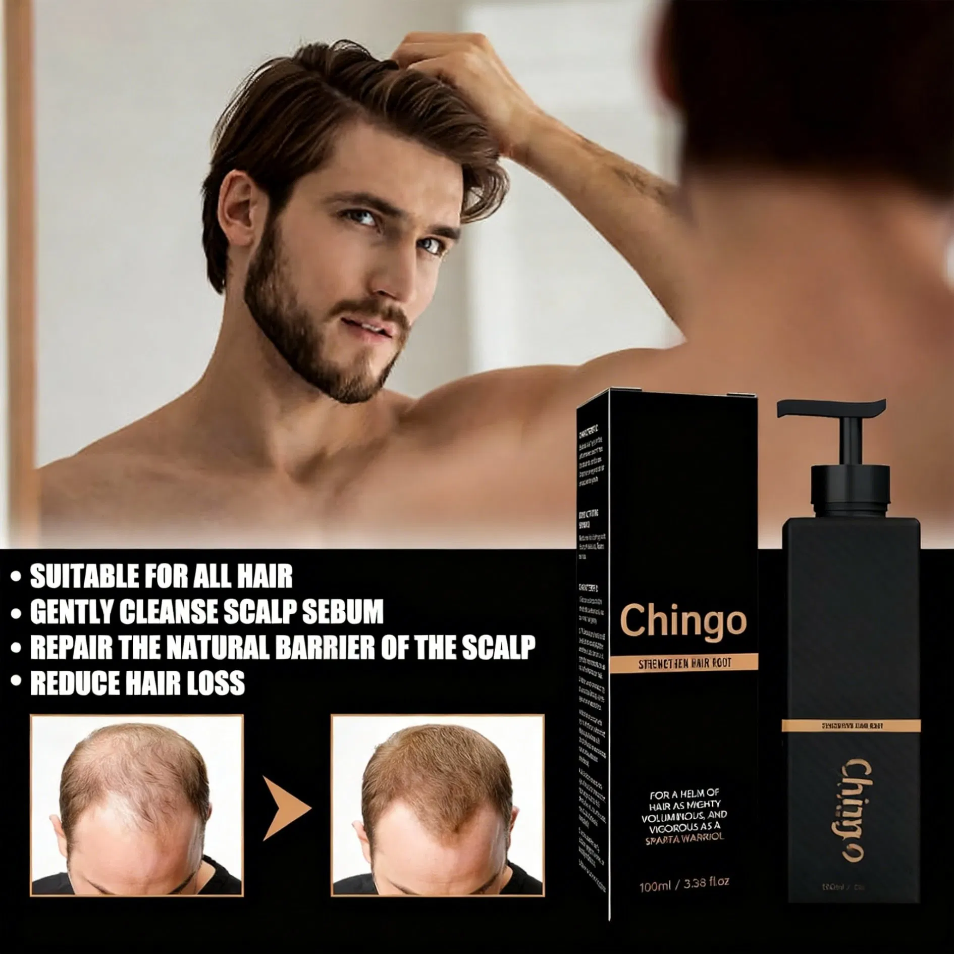 Anti-Hair Loss Shampoo Stimulate Growth Strengthen Roots Fuller Looking Hair