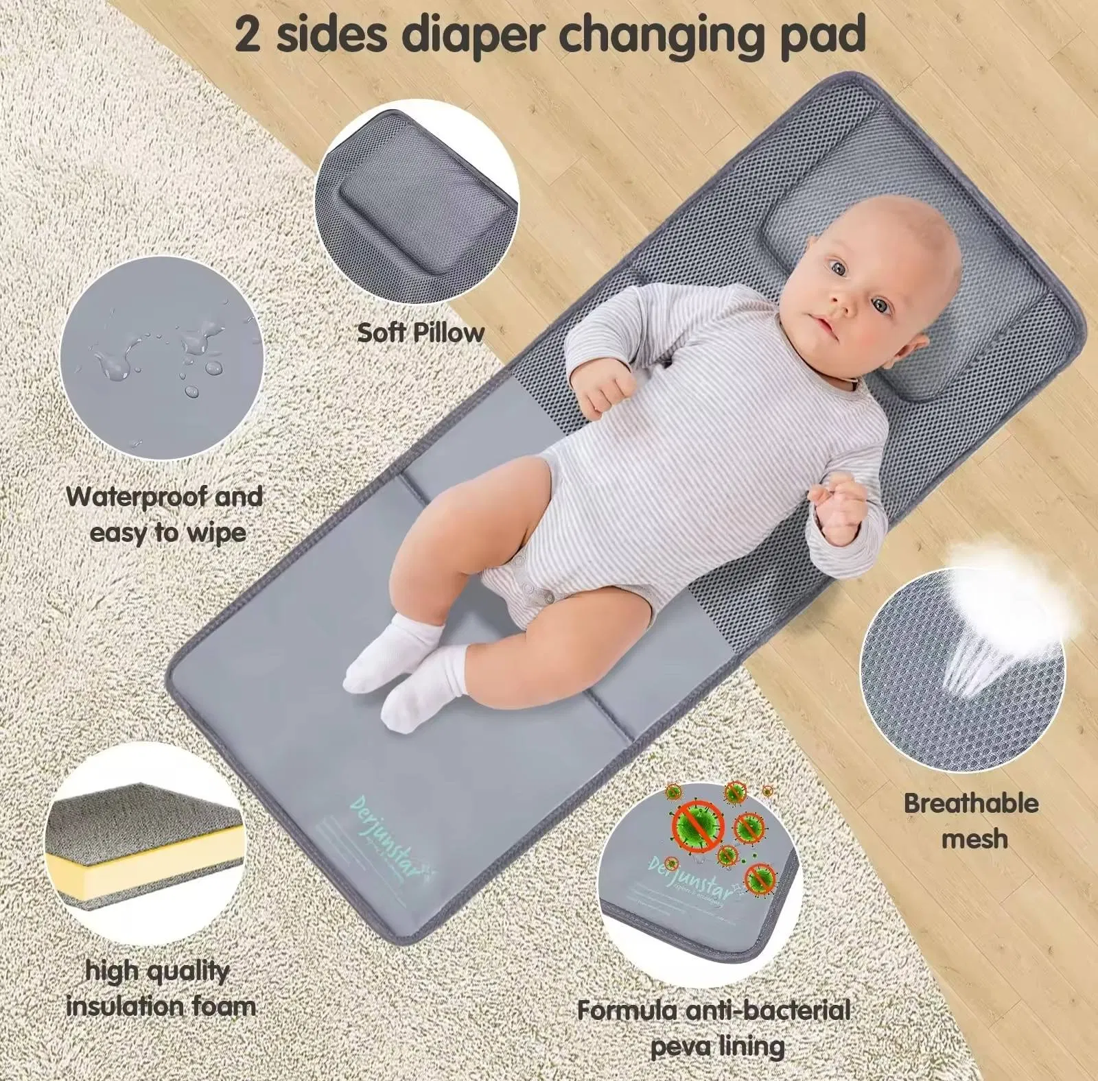 Portable 5 in 1 Folding Baby Nappy Diaper Backpack New Travel Maternity Bag with Bassinet for Mommy