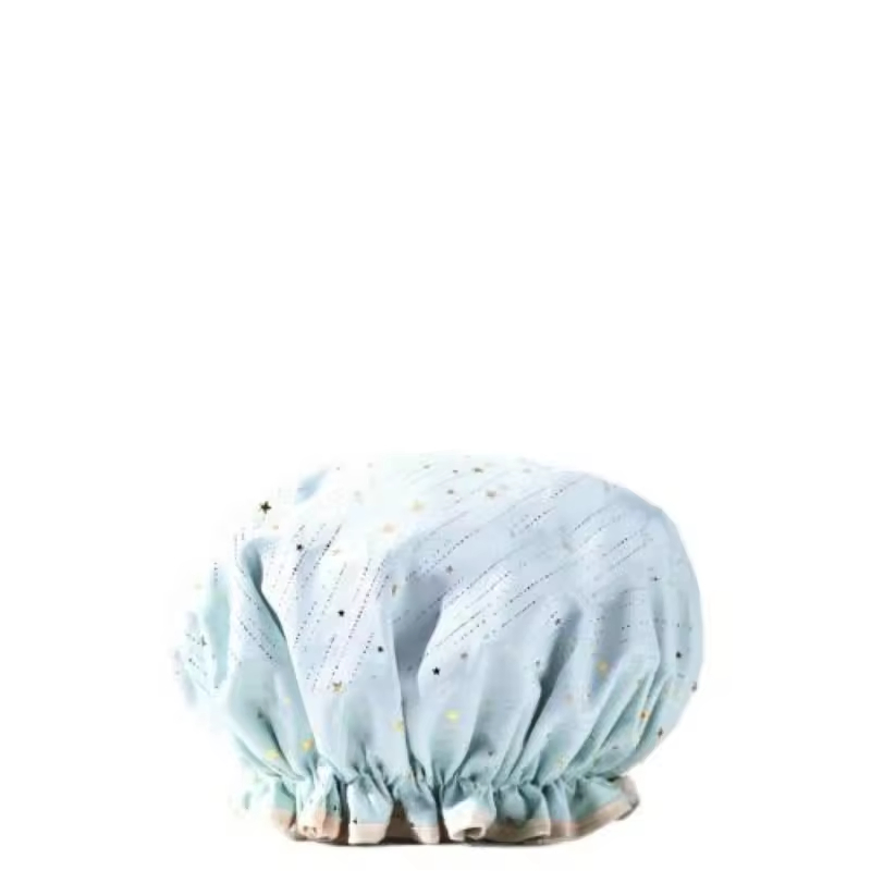 Hot Sale Star Pattern Double Layer Waterprooflightweight Material Durable Reusable Shower Cap