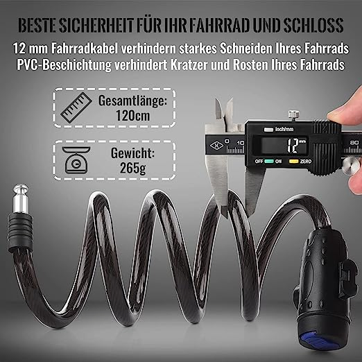 Bike Locking Coil Combination Cable Chain Anti-Theft Bicycle Lock