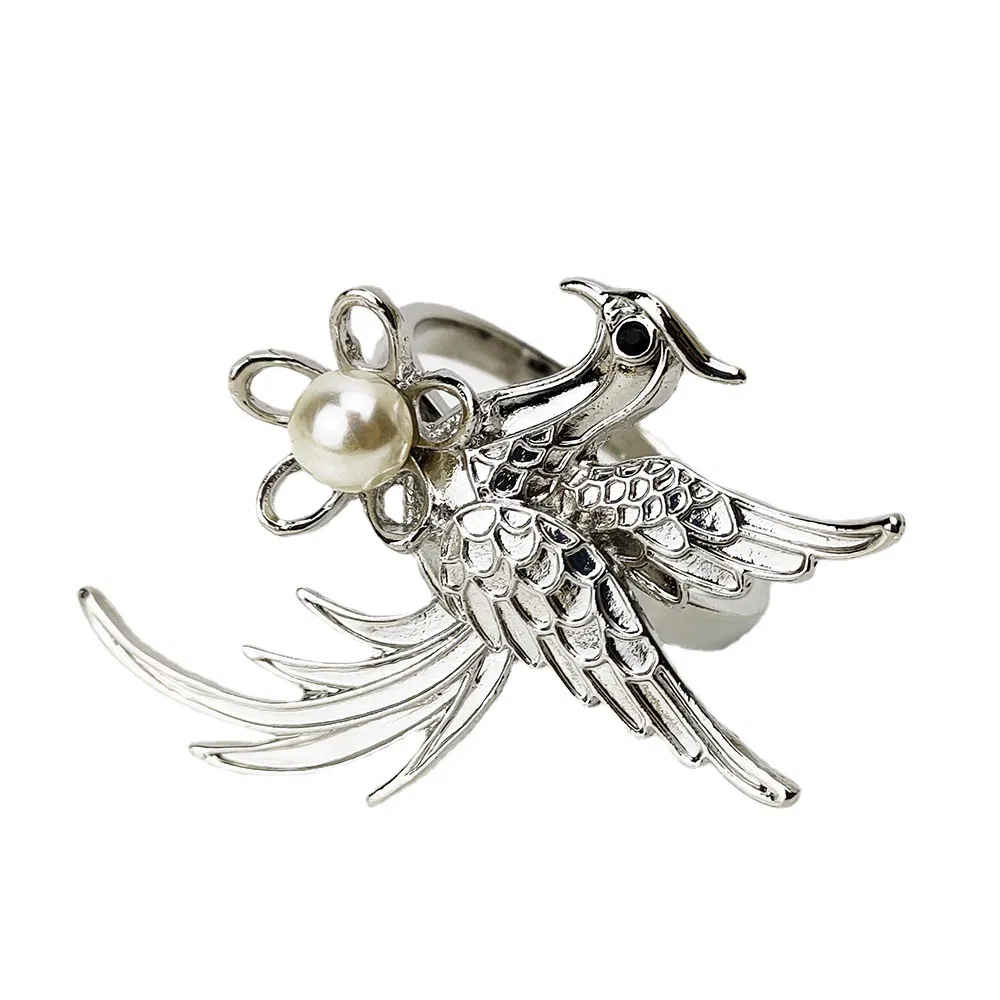 High Quality Phoenix-Shaped Pearl Decorative Crafts Napkin Rings
