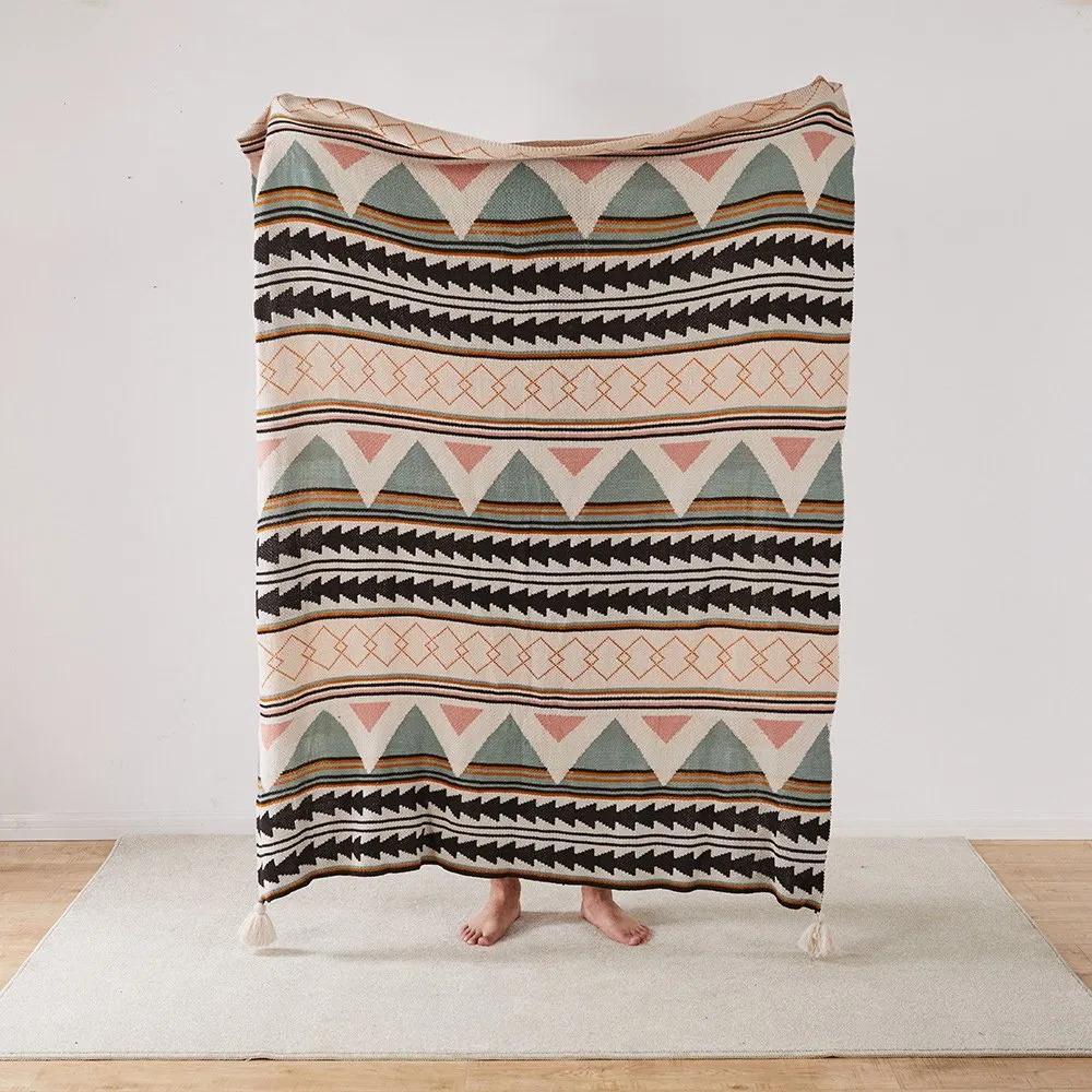 Outdoor Camping Boho Blanket Sofa Blanket Knitted Jacquard Blanket