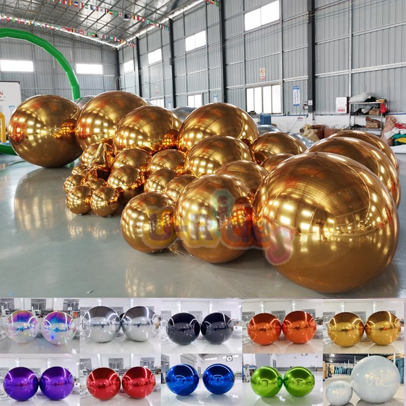 Colorful PVC Inflatable Mirror Chrome Ball Rainbow Balloon Model Event Decoration Inflatable mirror ball For Parties and Weddings