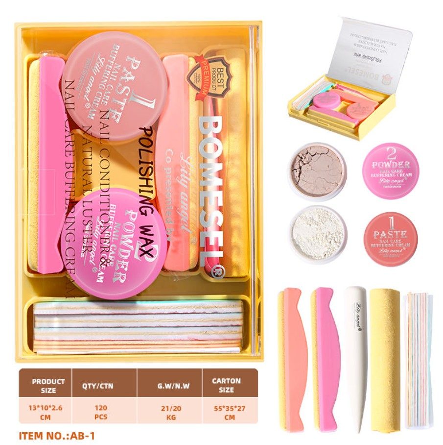 Japanese Lily Angel 11PCS Nail Art Waxing Polishing Set Grinding Buffing Cream Buffer Manicure Kit Grinding UV Gel Buffing Cream Nail Polish Wax Set