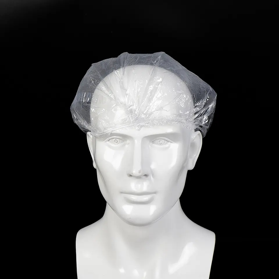 Waterproof Eco Friendly Disposable Shower Cap Plastic Caps for SPA Hotel and Hair Salon