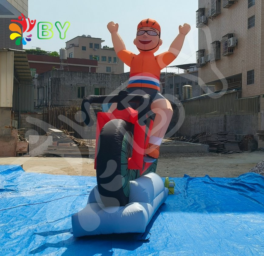 Giant Inflatable Abraham Cartoon Inflatable Man with Motorbike Holland Balloon for Sale