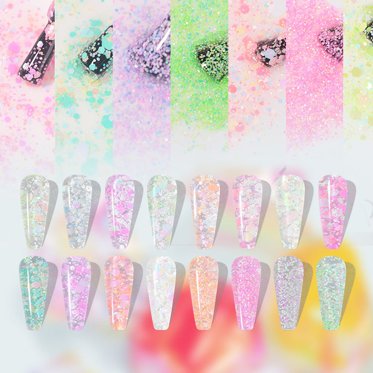 R S Nail Colorful Cellophane Candy Gel Nail UV Nail Salon OEM Custom Vernis Esmalte Glitter Gel Polish