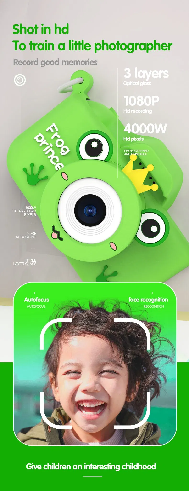 Dudu Blue Kids Cameras with Dual Camera and HD Display Cartoon Theme and Fun Built-in Games