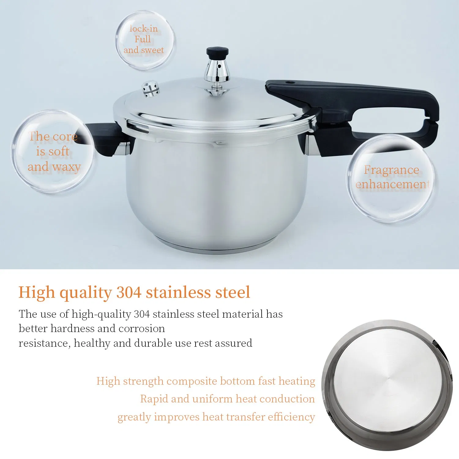 High Quality Stainless Steel Thick Large Capacity Pressure Cooker