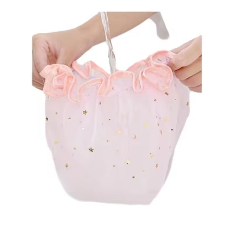 2024 Latest Cute Star Pattern Double Layer Durable Waterproof Bath Shower Cap